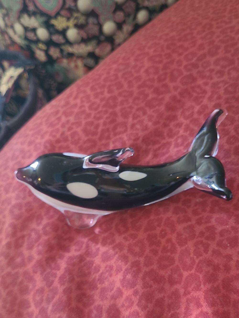 Black and White Glass Orca Figurine